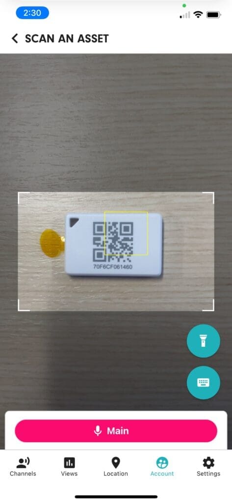 A view of the Scan An Asset section on the Relay App