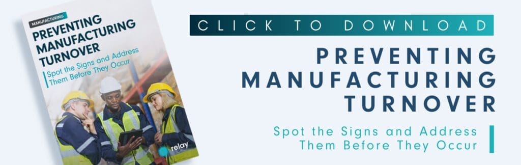 Preventing Turnover in Manufacturing Blog Banner with cover of report